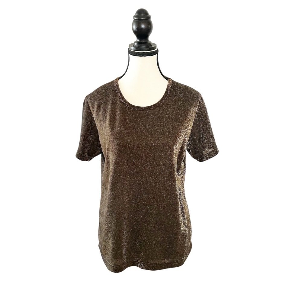 90’s Tradition Metallic Gold Blouse Early 2000s Size (vintage)XL Glamour